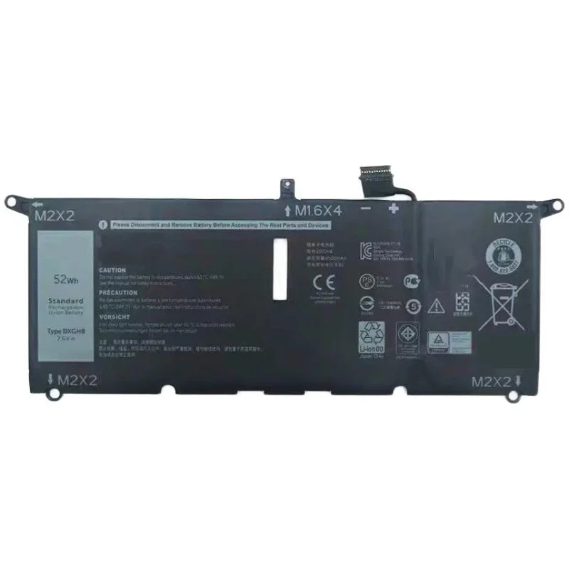 7.6V 52WH New DXGH8 Original Laptop Battery for Dell XPS 13 9370 0H754V Inspiron 5390 5391 7191 7490 P82G P114G