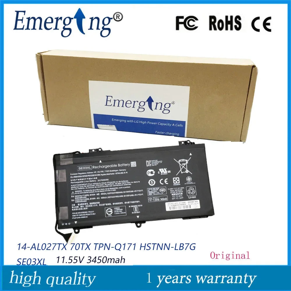 11.55V 3450MAH New Original Laptop Battery SE03XL for HP  14-AL027TX 70TX TPN-Q171 HSTNN-LB7G