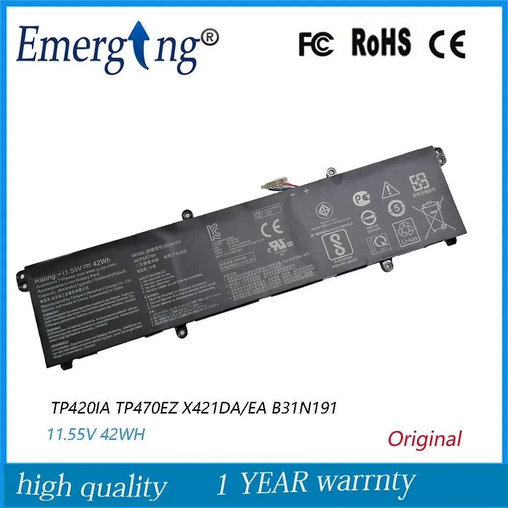 11.55V 42Wh B31N1911 Laptop Battery for ASUS VivoBook Flip 14 TM420IA TP470EZ X421DA/EA V4050F