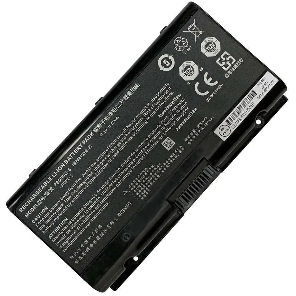 11.1V 62Wh PB50BAT-6 Laptop Battery For Clevo PB71EF-G PowerSpec 1520 1720 PB50BAT-6-62 A7000 A7000-2020A2  6-87-PB50S-61D00