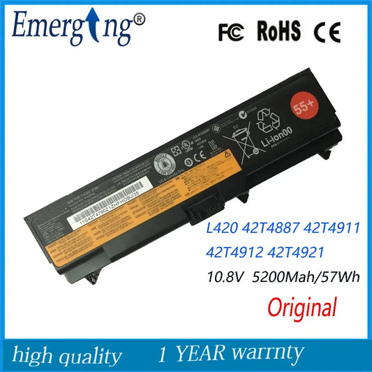 10.8V 57WH Original Laptop Battery for Lenovo ThinkPad 42T4911 42T4912 L410 L412 L420 L421 W510 L510 L520 L512 W520 T410 T510