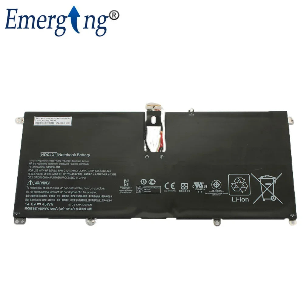 14.8V 45Wh New Original  Laptop Battery for HP HD04XL Envy Spectre TU XT 13-2000eg HSTNN-IB3V  TPN-C104