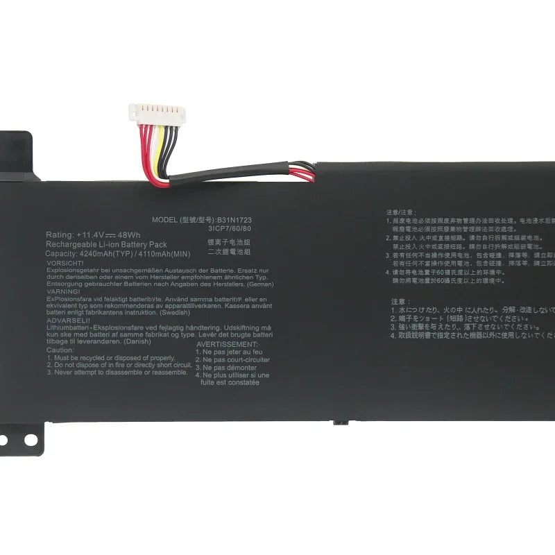 11.4V 48Wh  B31N1723 Laptop Battery  For ASUS  VivoBook 15 X570UD X570ZD-1B YX570U YX570UD8250 M570DD YX570ZD