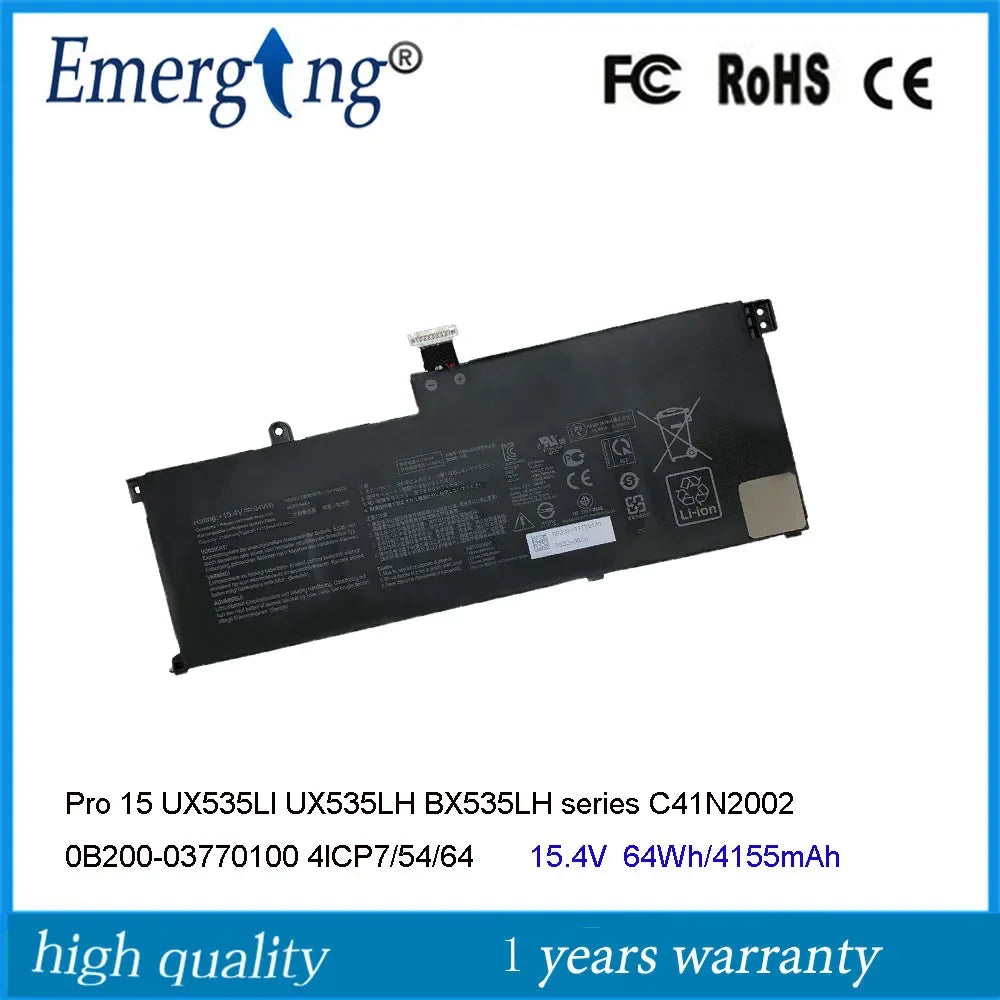 15.4V 64Wh C41N2002 Battery For ASUS ZenBook Pro 15 UX535LI BX535LH series  4ICP7/54/64