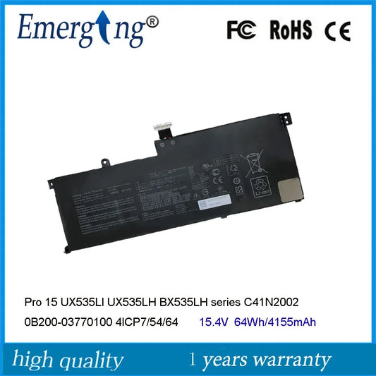 15.4V 64Wh C41N2002 Battery For ASUS ZenBook Pro 15 UX535LI BX535LH series  4ICP7/54/64