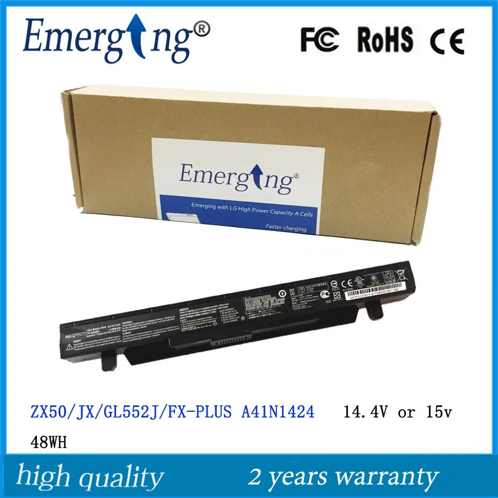 14.4V 48WH Original  New Laptop Battery A41N1424 for ASUS FX-PRO PLUS GL552JX ZX50 ZX50J A41N1424 GL552 GL552J GL552JX ZX50 ZX50