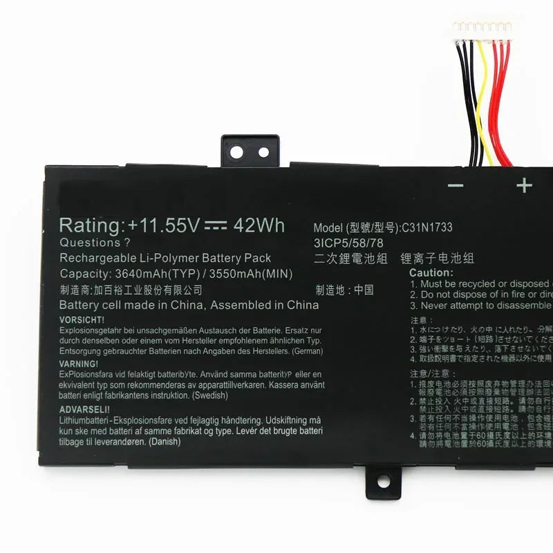 11.55V 42Wh C31N1733 Laptop Battery For ASUS VivoBook Flip 14 0B200-02970000 TP412UA TP412UA-EC207T3ICP5/58/78