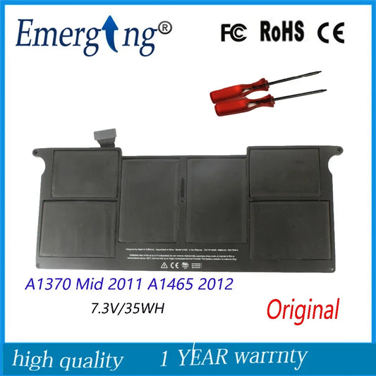 7.3v 35Wh New  Original  A1406 Laptop Battery for Apple MacBook  11inch  A1370 Mid 2011 A1465 2012 MC505 With tools