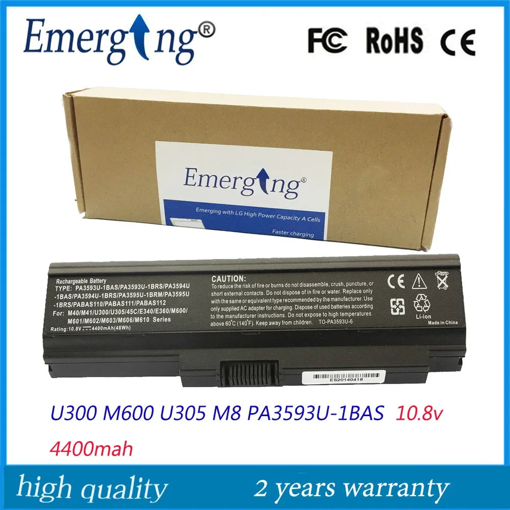 New Laptop Battery for Toshiba Portege M8 M600 Satellite U300 PABAS111 PA3593U PA3594U