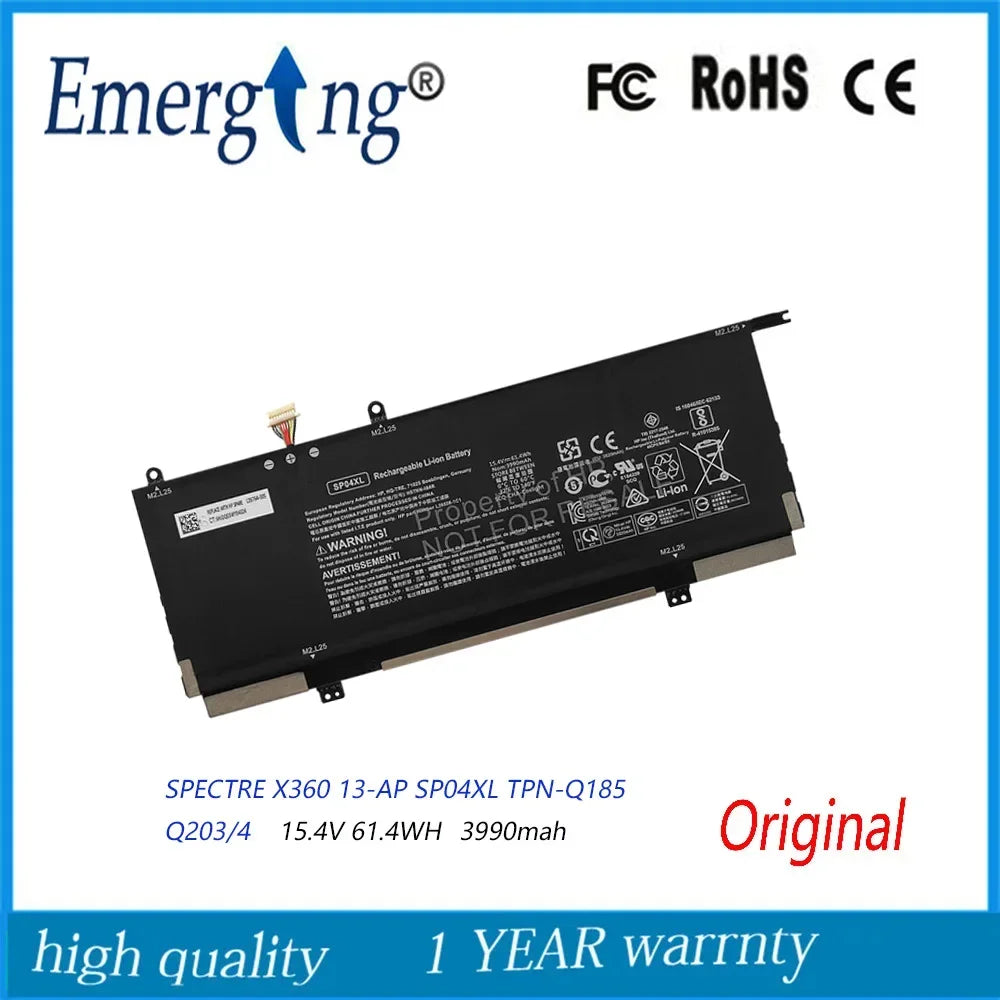 15.4V 61.4WH New Original SP04XL Laptop Battery for HP SPECTRE X360 13-AP SP04XL TPN-Q185 Q203/4