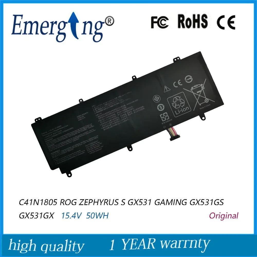 15.4V 50WH Laptop Battery C41N1805 For Asus ROG ZEPHYRUS S GX531 GAMING GX531GS GX531GX 0B200-03020000