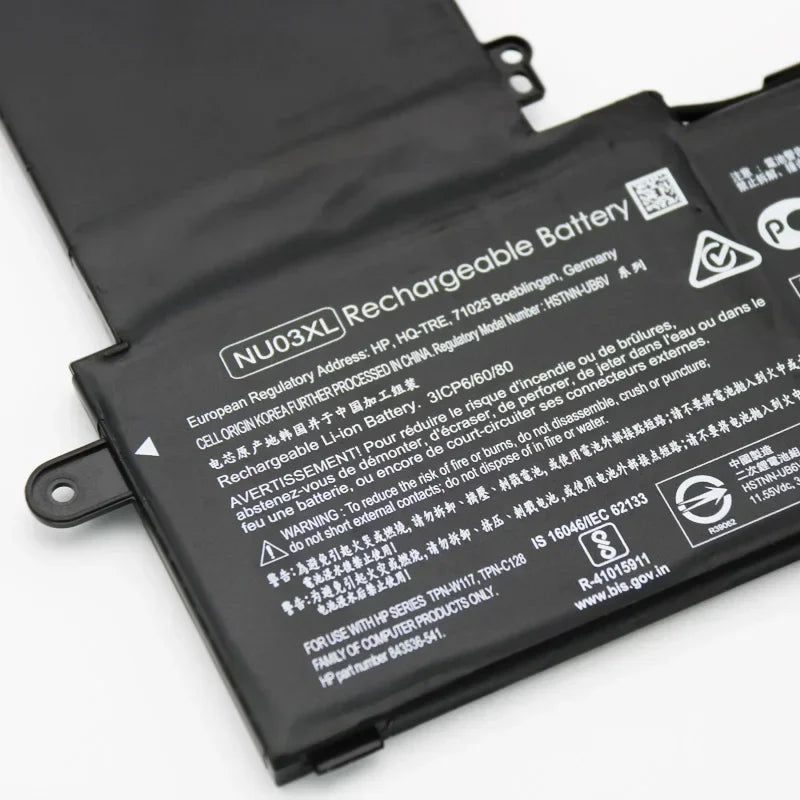 11.55V 41.7WH NU03XL Original Laptop Battery for HP Pavilion x360 11-u000 HSTNN-UB6V 843536-541 844201-850