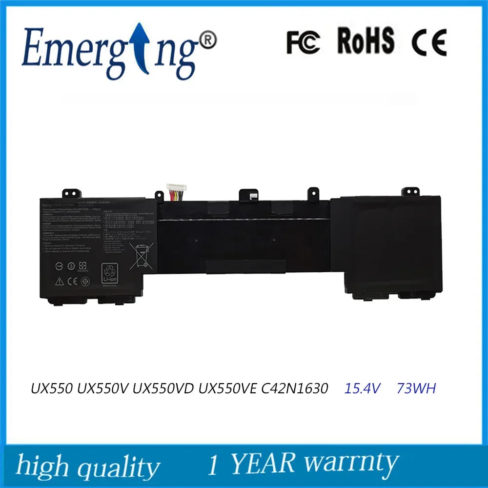 15.4V 73WH  C42N1630  Laptop Battery For Asus Zenbook Pro UX550 UX550VD UX550VE-1A UX550VE-BN013T BN073T 4ICP5/41/75-2