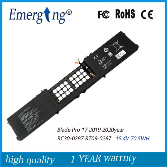 15.4V 70.5WH Original  Laptop Battery RC30-0287 For RAZER   Pro 17 RTX 2080 Max-Q 4ICP4/55/162 RZ09-03295 RZ09-03297