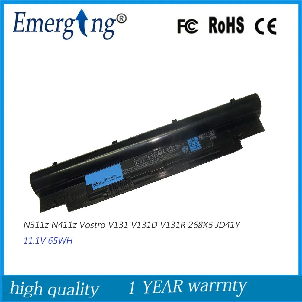 11.1V 65Wh 268X5 Original Laptop Battery for Dell Inspiron N311z N411z Vostro V131 V131D V131R JD41Y H7XW1