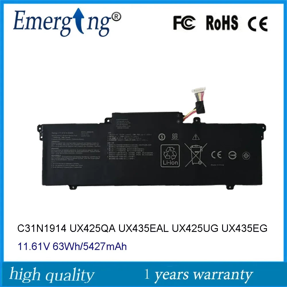 11.61V 63Wh C31N1914  Laptop Battery For ASUS  ZenBook 14 UX435EA UX435EAL UX435EG 0B200-03730000 3ICP6/70/82