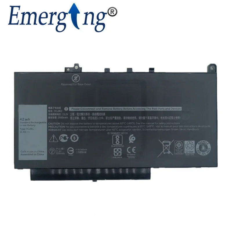 11.4V 42WH New Original Battery 7CJRC  for Dell Latitude  E7270 E7470 21X15 KNM09 021X15 V6VMN 451-BBWR