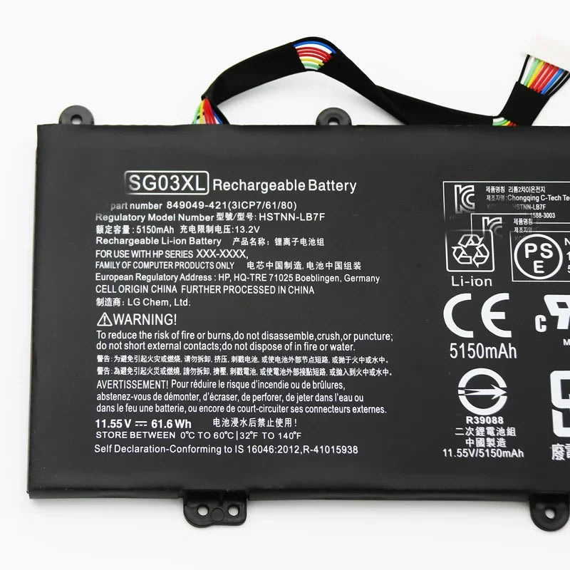 11.55V 61.6WH SG03XL Original Laptop Battery for HP  M7-U009DX HSTNN-LB7E TPN-I126 3ICP7/61/80