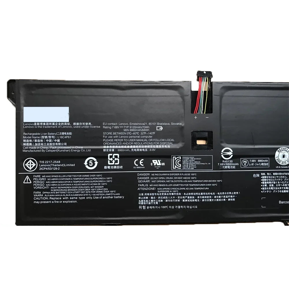 7.68V 70Wh Laptop Battery L16M4P60 L16C4P61 For Lenovo YOGA 920 6 Pro-13IKB Yoga 920-13IKB 80Y7002XGE 5B10N01565