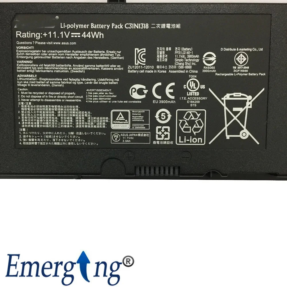 11.1V 44WH New Laptop Battery C31N1318  for ASUS Pro Essential PU301 PU301LA PU301LA-RO064G