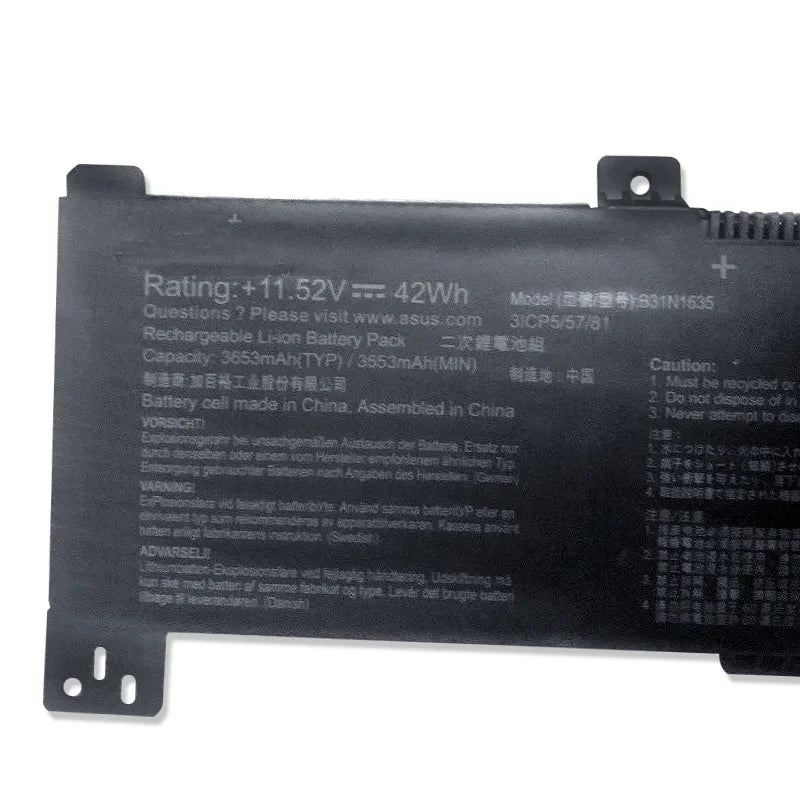 11.52V 42Wh   Laptop Battery B31N1635 for ASUS VivoBook 17 X705UA X705NA X705NC X705UB X705UV R702UV N705UQ-EB76 A705UQ