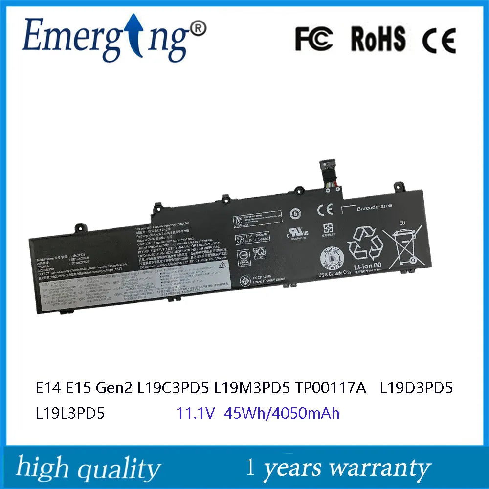 11.1V 45WH L19C3PD5 L19D3PD5 L19L3PD5 L19D3PD5 Laptop Battery For Lenovo ThinkPad E14  Gen E15 Gen 2 Series