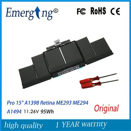 11.26V 95Wh New A1494 Laptop Battery For Apple Macbook Pro 15"  A1398 Retina Late 2013 Mid 2014 ME293 With tool