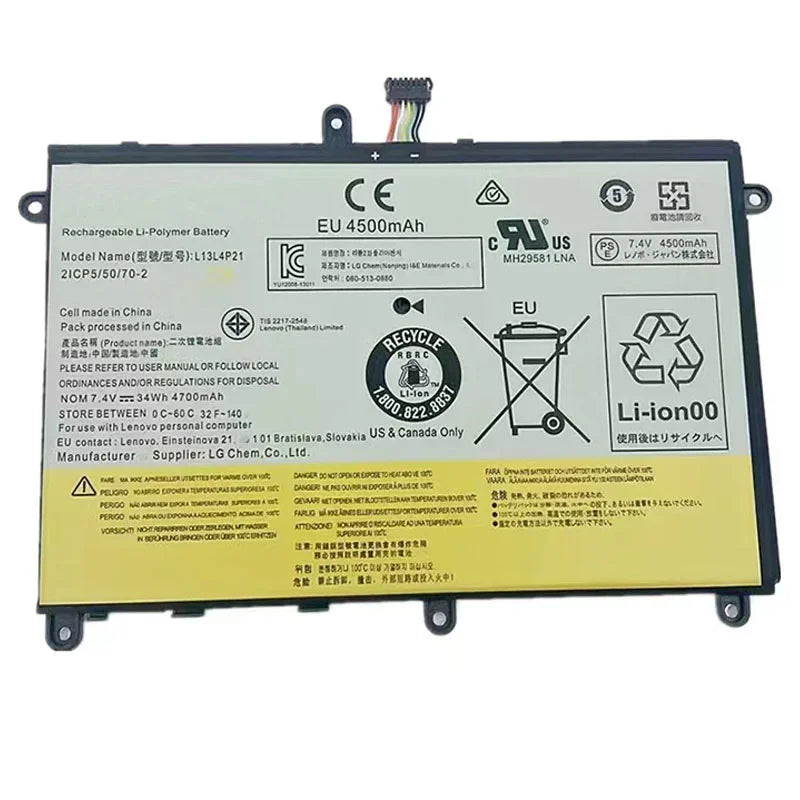 7.4V 34Wh New  Original Laptop Battery for Lenovo L13M4P21 Yoga 2 11 L13L4P21 2033 22332 20428