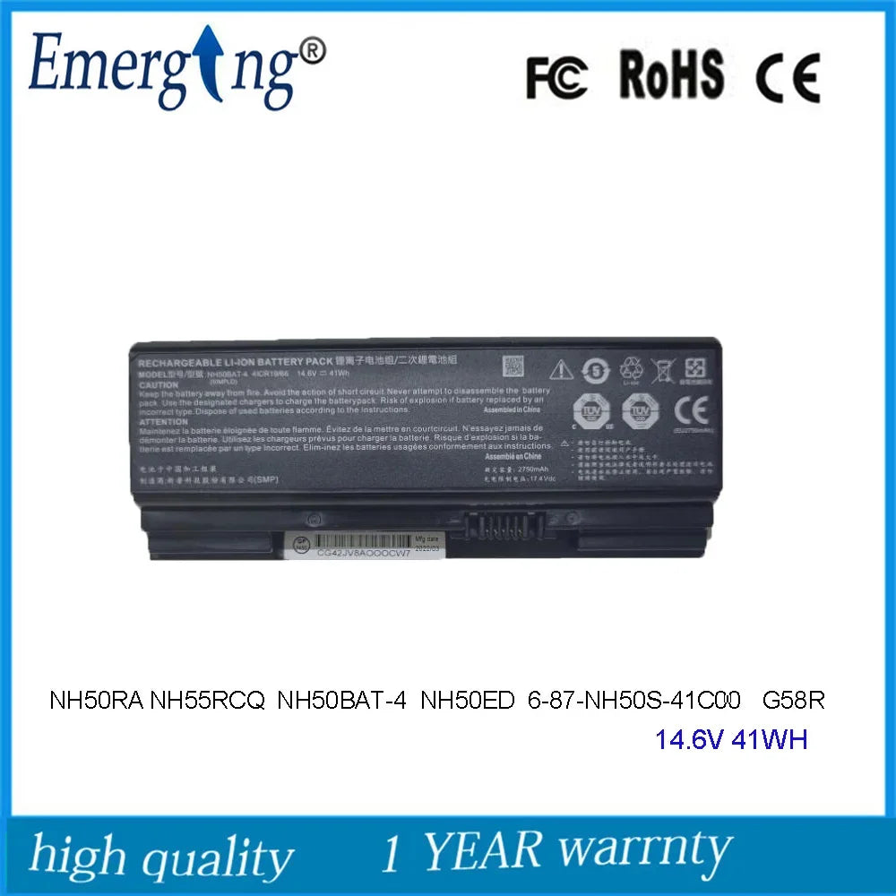 NH50BAT-4 Laptop Battery For Clevo NH50RA NH55RCQ T3Pro GK5S03 CNB5S02 CNH5S03 XOTIC G58R NH58RAQ Sager NP7852 14.6V  41WH