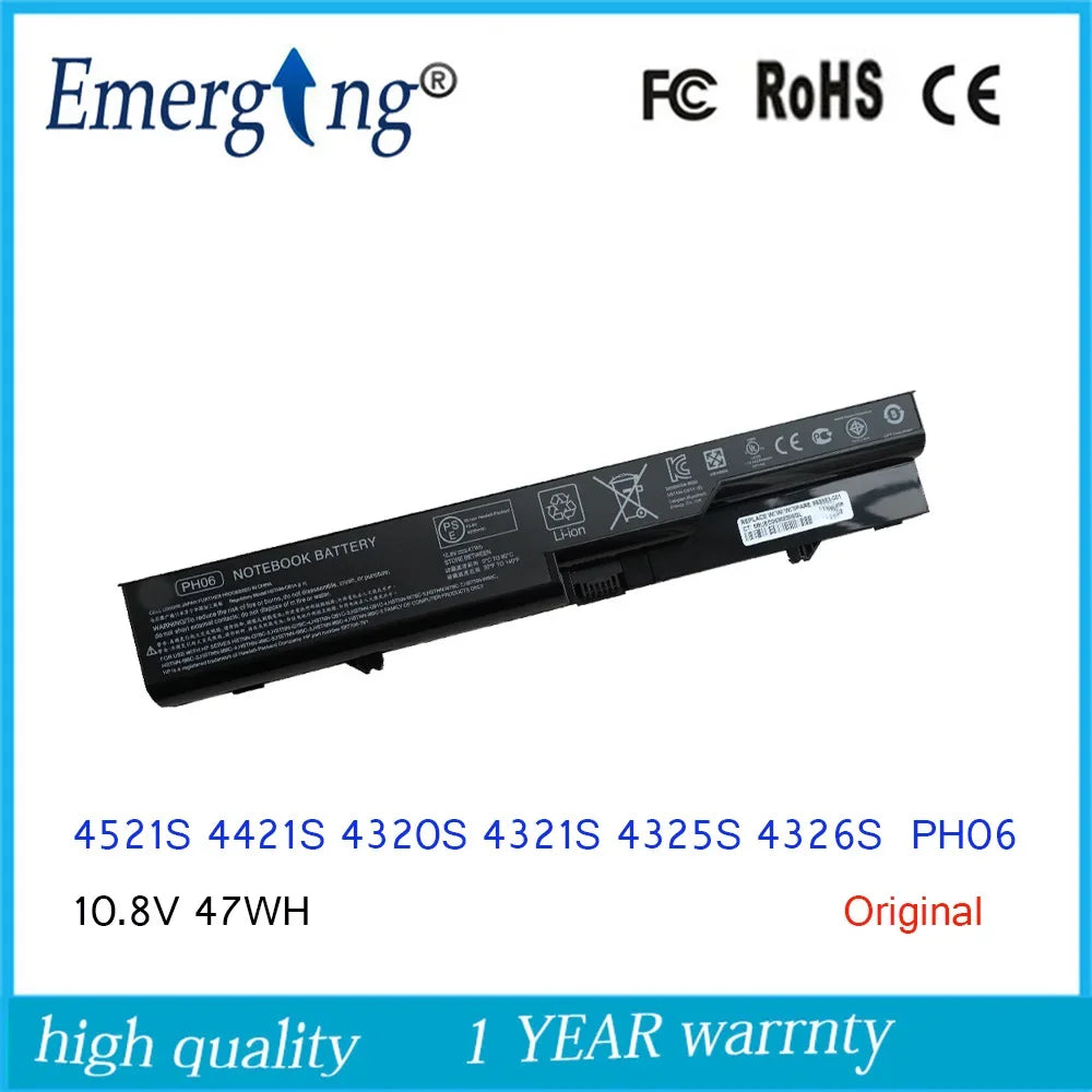 10.8v 47Wh New Original Laptop Battery for HP 4521S 4421S 4320S 4321S 4325S 4326S PH06