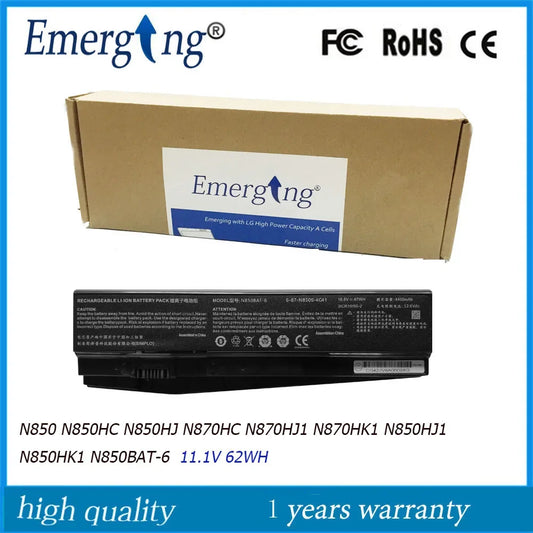 11.1V 62WH New Laptop Battery N850BAT-6 For Clevo N850 N850HC N850HJ N870HC N870HJ1 N870HK1 N850HK1