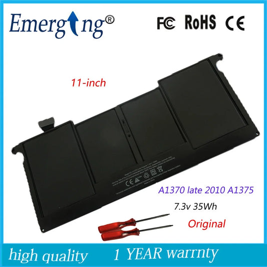 7.3v 35Wh New  Original A1375  Laptop Battery for APPLE macbook Air   A1370  late-2010 11Inch Whit tools