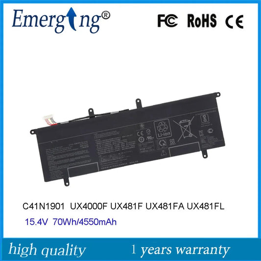 15.4V 70Wh C41N1901 Laptop Battery For Asus  ZenBook Pro Duo UX481 UX481FL-B7611 4ICP6/60/72 BM099R