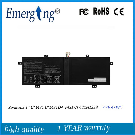 7.7V 47WH Laptop Battery C21N1833 For ASUS ZenBook S4500F U4500F BX431FA C21N1833