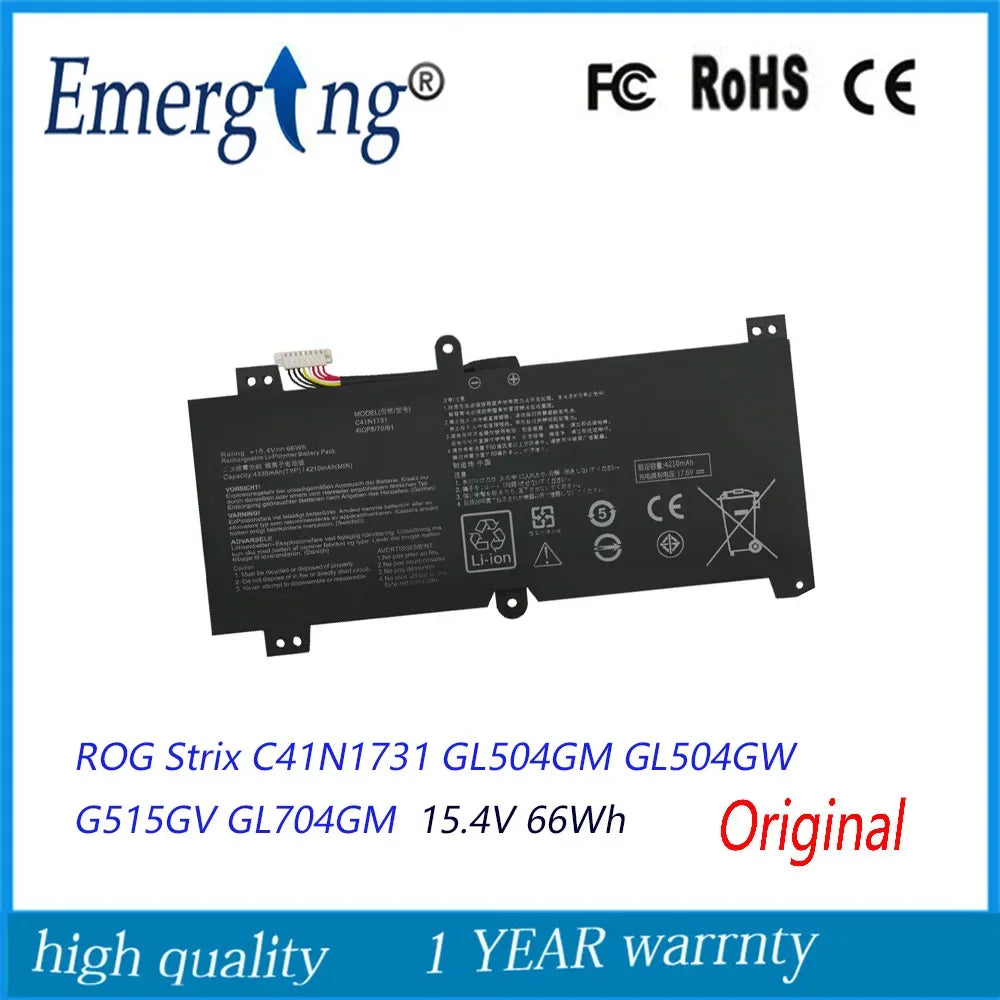 15.4V 66Wh Original C41N1731 New Laptop Battery for ASUS ROG Strix GL504GM GL504GW GL504GS G515GV GL704GM