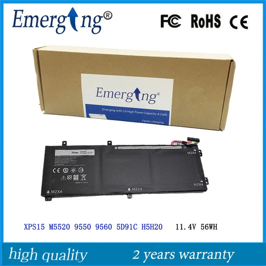 11.4v 56WH New H5H20 Laptop Battery for Dell XPS15 M5520 5530 9550 9560 62MJV 6GTPY 5D91C M7R96