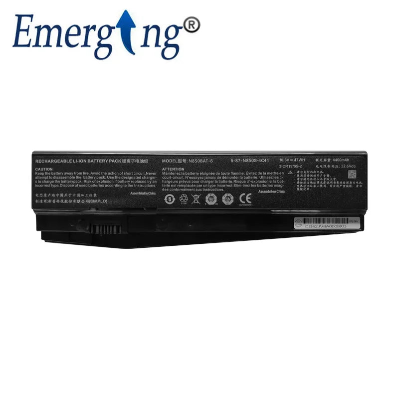 11.1V 62WH New Laptop Battery N850BAT-6 For Clevo N850 N850HC N850HJ N870HC N870HJ1 N870HK1 N850HK1