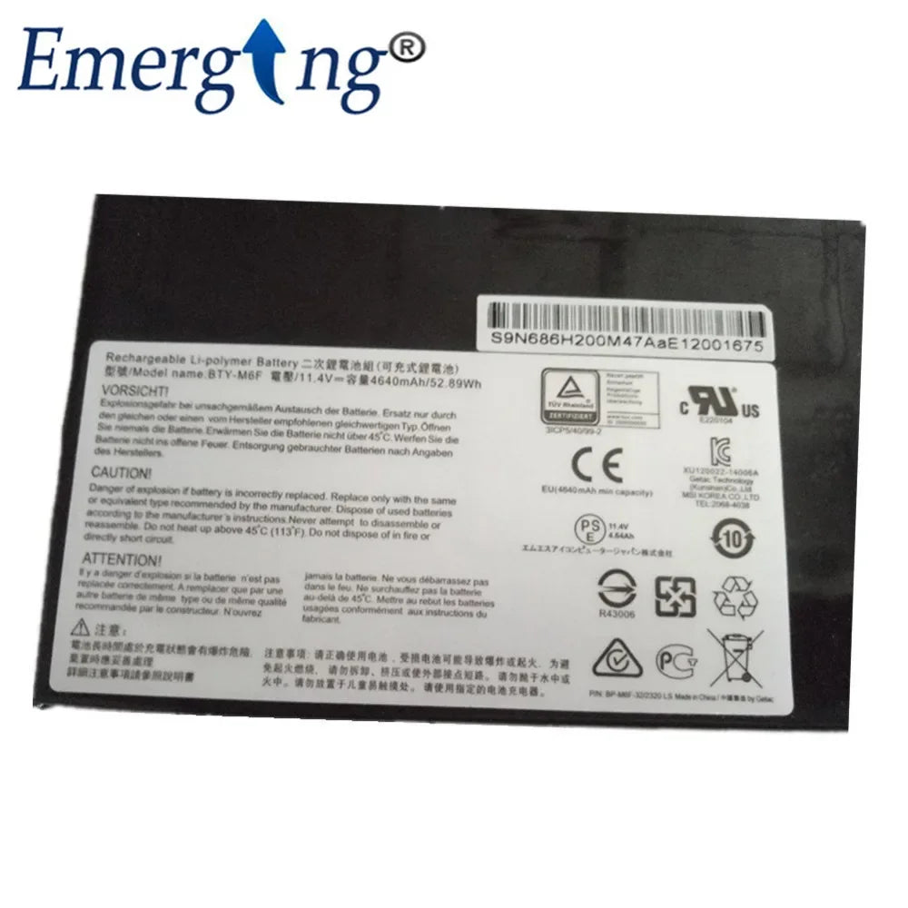 11.4V 52.89Wh New Laptop Battery For MSI BTY-M6F GS60 2PL 2QE 6QE 6QC MS-16H2 MS-16H6 PX60 6QD WS60-20JU