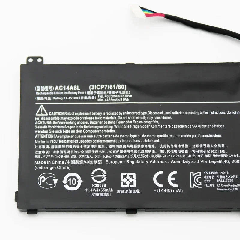 11.4V 4605mAh AC14A8L Original Laptop Battery For Acer Aspire VN7-571 VN7-571G VN7-591 VN7-591G VN7-791G MS2391 KT.0030G.001