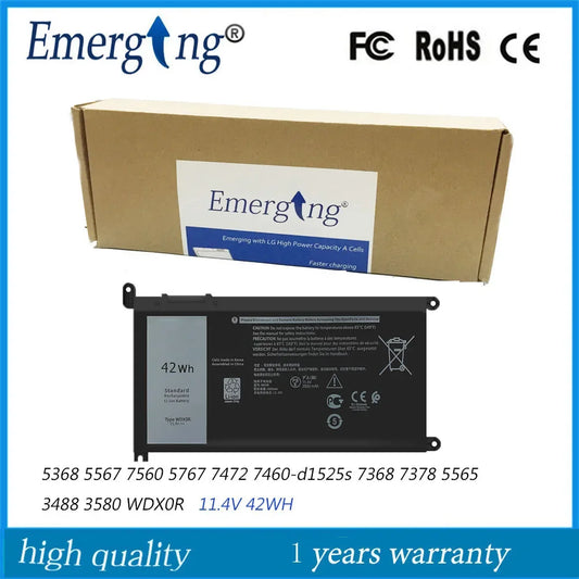 11.4V 42WH  Original WDX0R Battery for Dell WDXOR 5368 5567 7560 5767 7472 7460 7368 7378 5565 Latitude 3488 3580