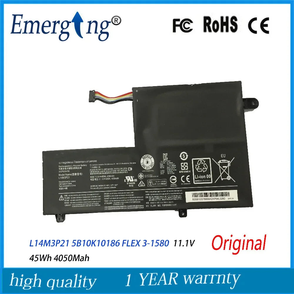 11.1V 45Wh New  Original   Laptop Battery for Lenovo  FLEX 3-1480 L14M3P21 5B10G78611