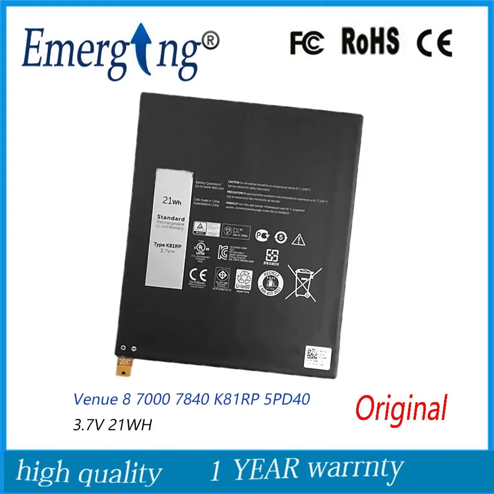 3.7V 21Wh New Original Laptop Battery K81RP for Dell Venue 8 7000 7840 05P040 series Tablet