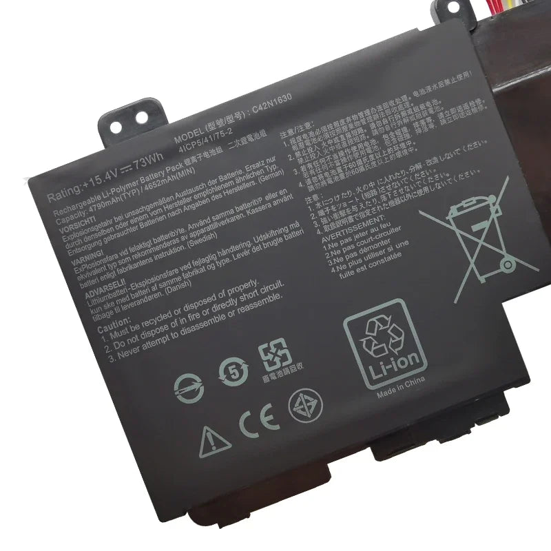 15.4V 73WH  C42N1630  Laptop Battery For Asus Zenbook Pro UX550 UX550VD UX550VE-1A UX550VE-BN013T BN073T 4ICP5/41/75-2