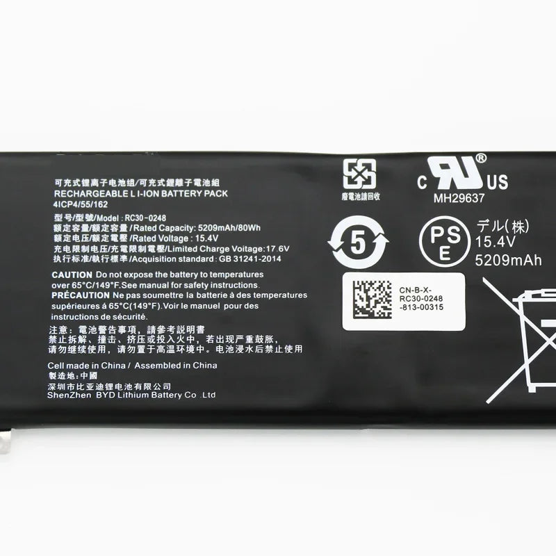 15.4V 80Wh Original  Laptop Battery RC30-0248 For Razer Blade Stealth 15 RTX 2070 Max-Q 2018 2019 Year RZ09-02386