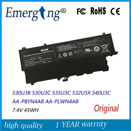 7.4V 45Wh New Original  Laptop Battery for Samsung AA-PBYN4AB AA-PLWN4AB 530U3B 530U3C 535U3C 532U3X 540U3C