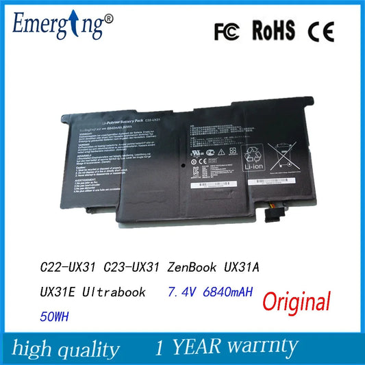 7.4V 50Wh New Laptop Battery For  Asus C22-UX31 C23-UX31 ZenBook UX31A UX31E Ultrabook ux31 UX31A-R4004H UX31E-DH72