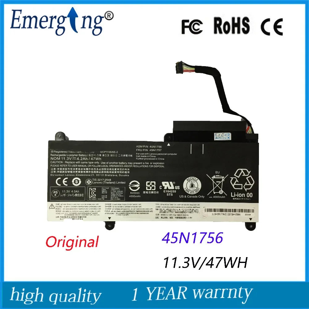 11.3V 47WH New Original  Laptop Battery for Lenovo 45N1754 45N1755 45N1756 45N1757 E450 E455 E450C series