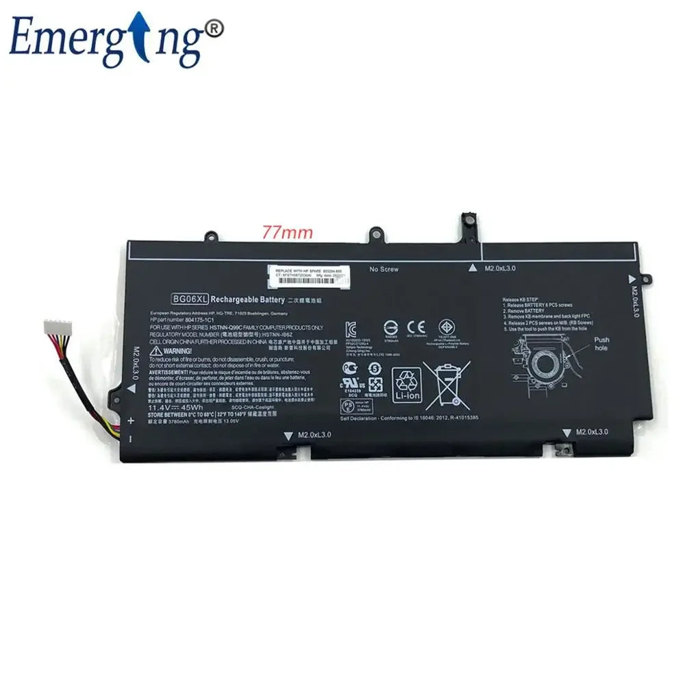 11.4V 45WH New Original BG06XL Laptop Battery for HP Folio1040 G3 HSTNN-IB6Z HSTNN-Q99C 804175-1C1 804175-181