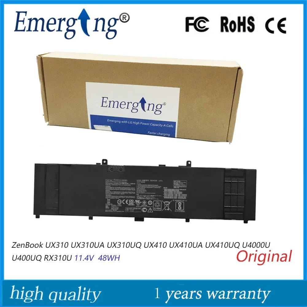 11.4V 48Wh  Laptop Battery B31N1535 For ASUS ZenBook UX310 UX310UA UX310UQ UX410 UX410UA UX410UQ U4000U U400UQ RX310U