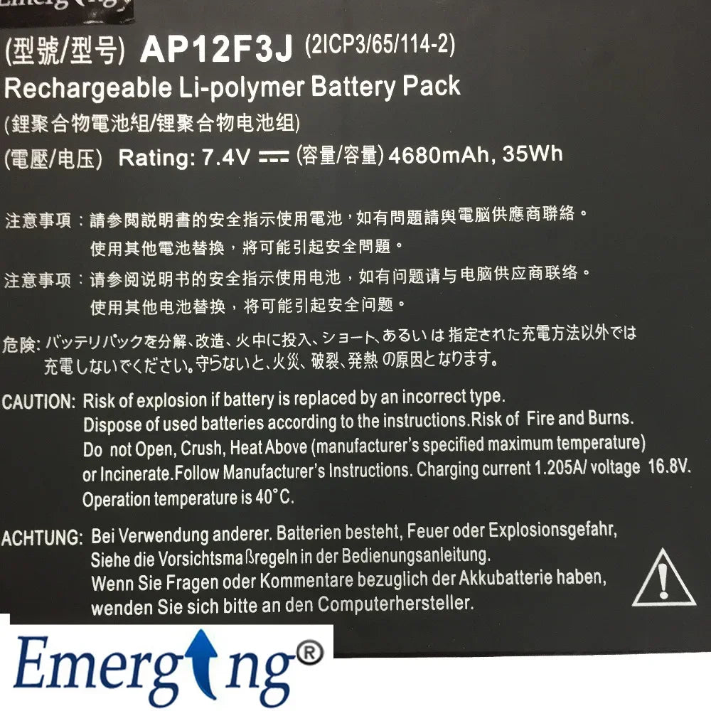 11.1v 35wh New Original  AP12F3J Laptop Battery for Acer 2ICP3/65/114-2  Aspire 13.3-Inch S7 Touchscreen Ultrabook Serie